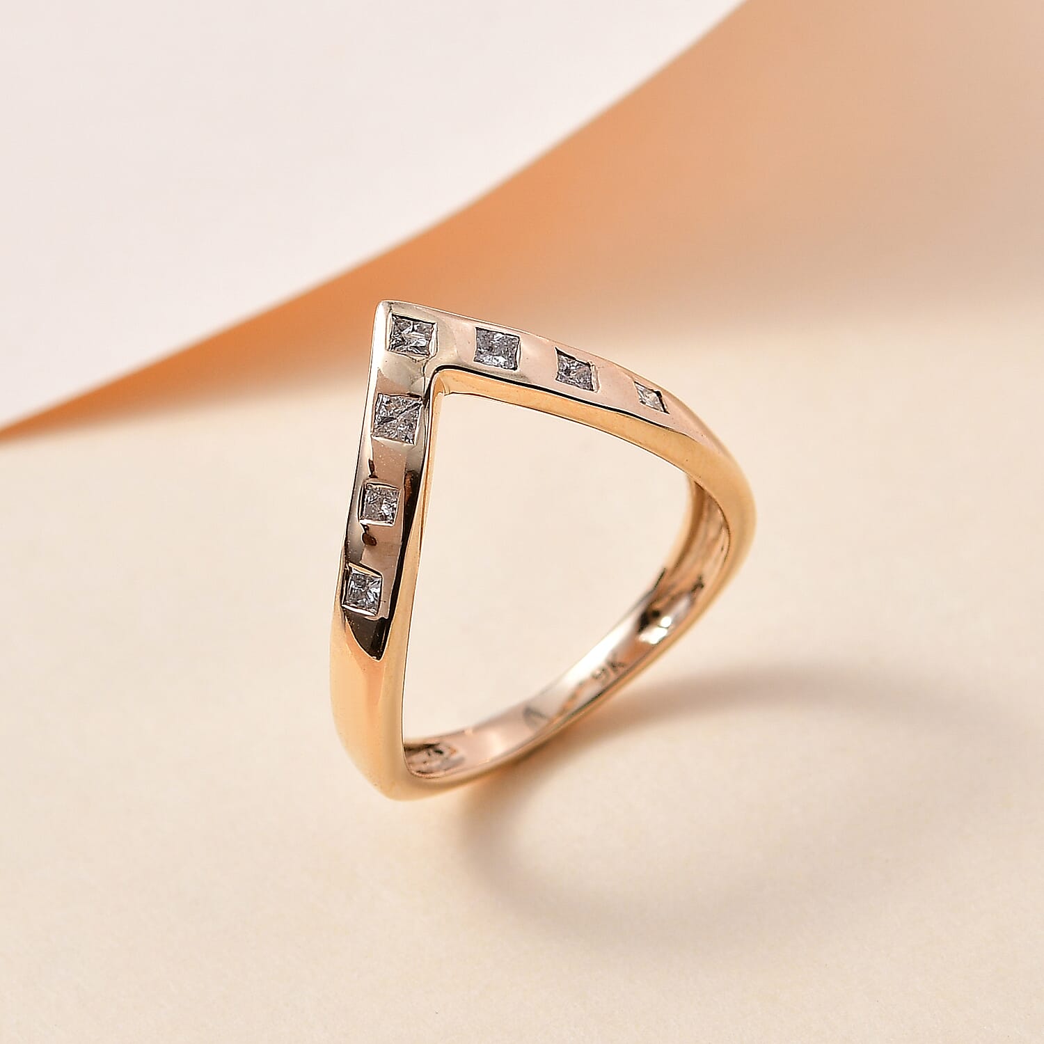 9K Yellow Gold SGL Certified Diamond Wishbone Ring 0.25 Ct. 7645373 1