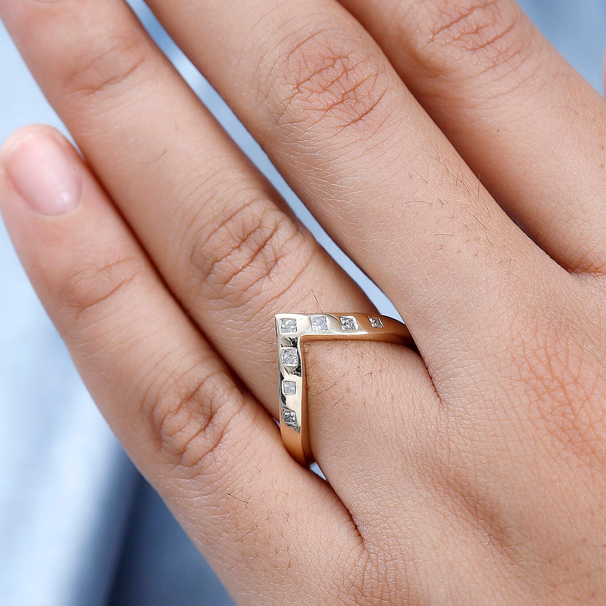 9K Yellow Gold SGL Certified Diamond Wishbone Ring 0.25 Ct. 7645373 2