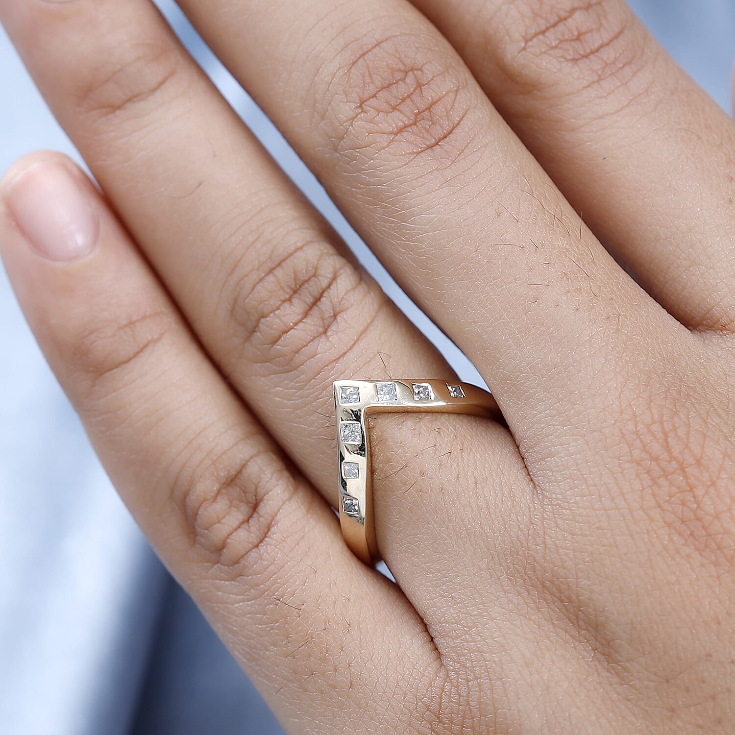 9K Yellow Gold SGL Certified Diamond Wishbone Ring 0.25 Ct. 7645373 2