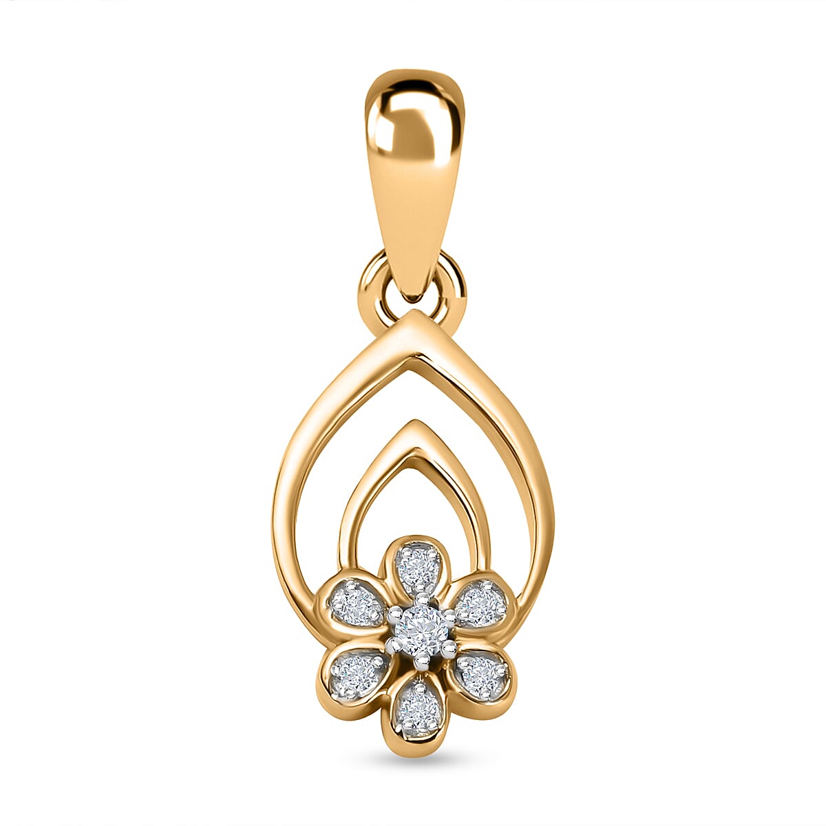 9K Yellow Gold SGL Certified Diamond Floral Pendant 7631311 0