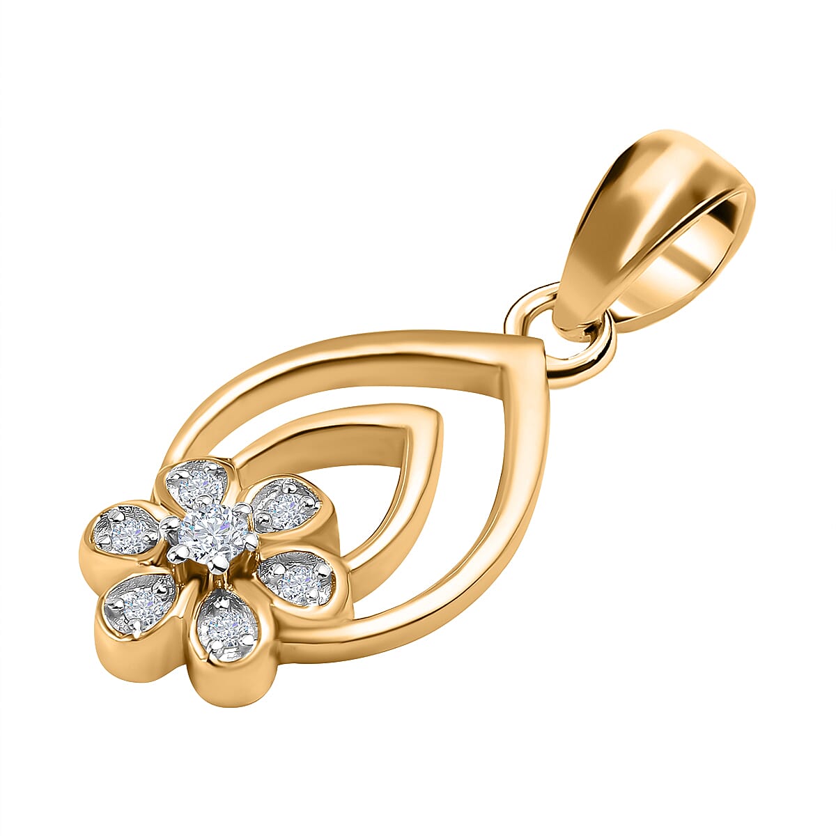9K Yellow Gold SGL Certified Diamond Floral Pendant 7631311 3