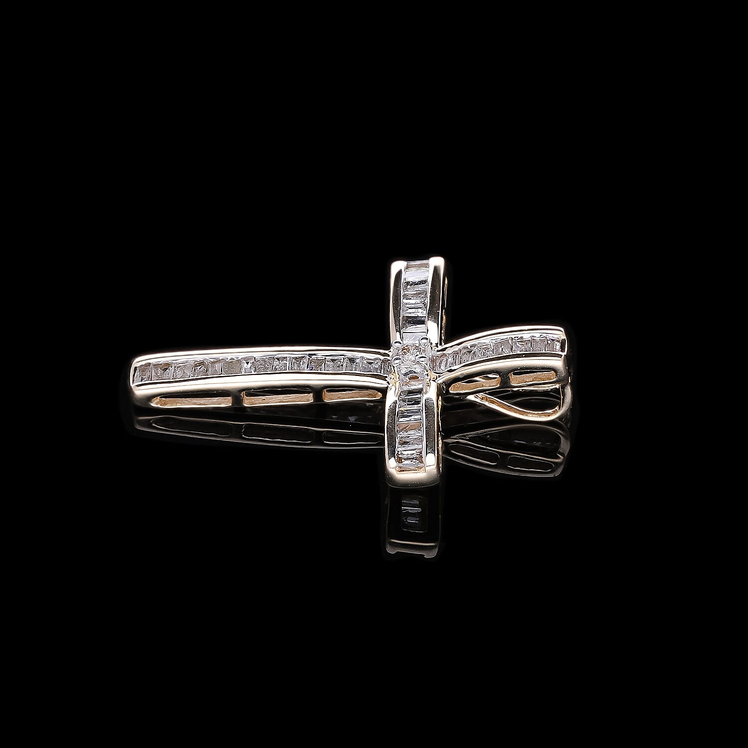 9K Yellow Gold White Diamond Cross Pendant 0.50 Ct 7709287 2