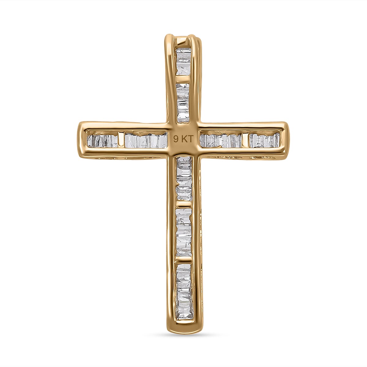 9K Yellow Gold White Diamond Cross Pendant 0.50 Ct 7709287 4