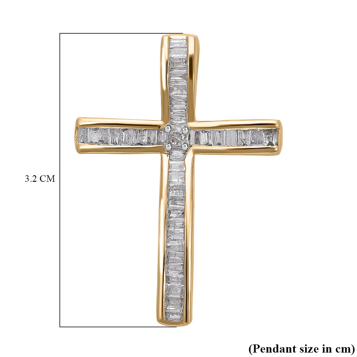 9K Yellow Gold White Diamond Cross Pendant 0.50 Ct 7709287 5