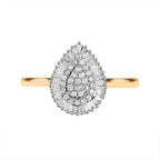 One Time Deal - 9K Yellow Gold Natural Diamond (I3-GH) Teardop Ring 0.50 Ct