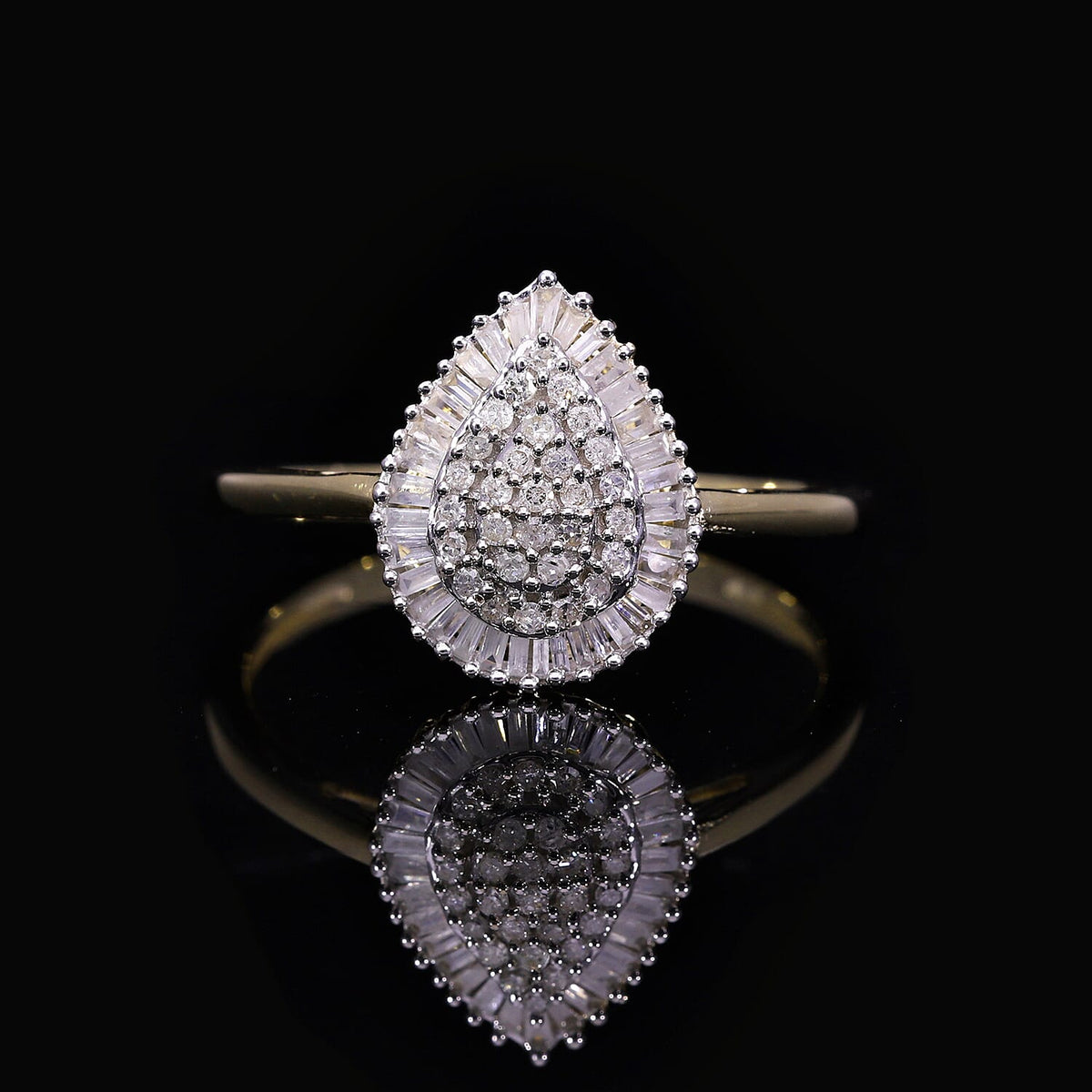 One Time Deal - 9K Yellow Gold Natural Diamond (I3-GH) Teardop Ring 0.50 Ct 7772500 1