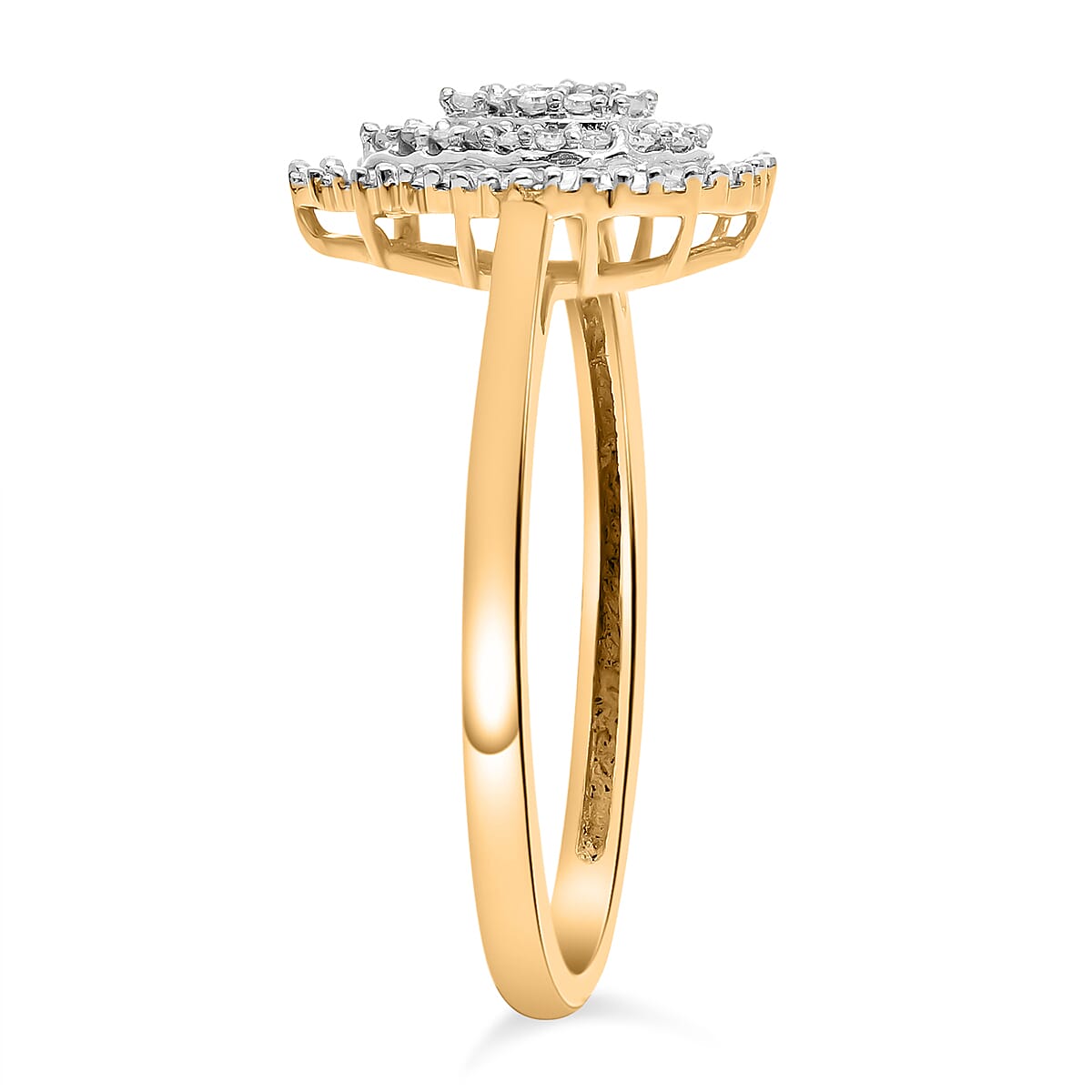 One Time Deal - 9K Yellow Gold Natural Diamond (I3-GH) Teardop Ring 0.50 Ct 7772500 3