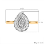 One Time Deal - 9K Yellow Gold Natural Diamond (I3-GH) Teardop Ring 0.50 Ct