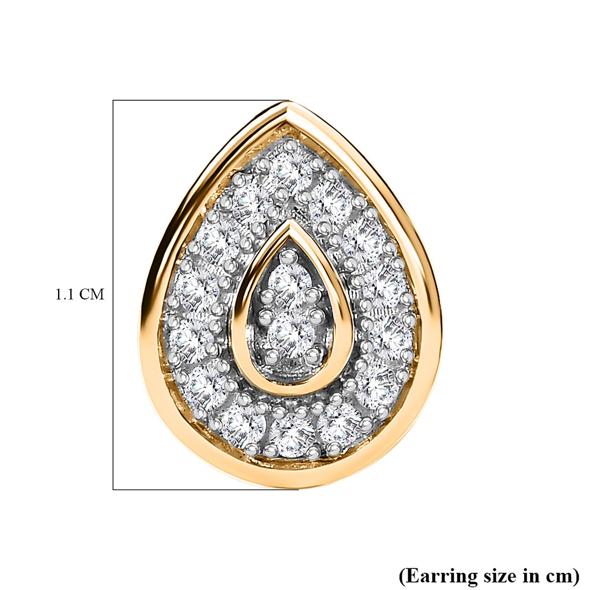 9K Yellow Gold Natural White Diamond Earrings 0.20 Ct - Pear 7749854 6