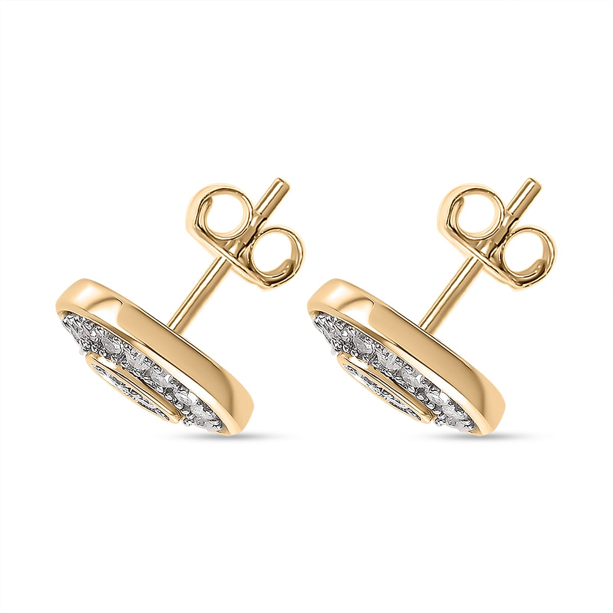 9K Yellow Gold Natural White Diamond Earrings 0.20 Ct - Oval 7749874 5