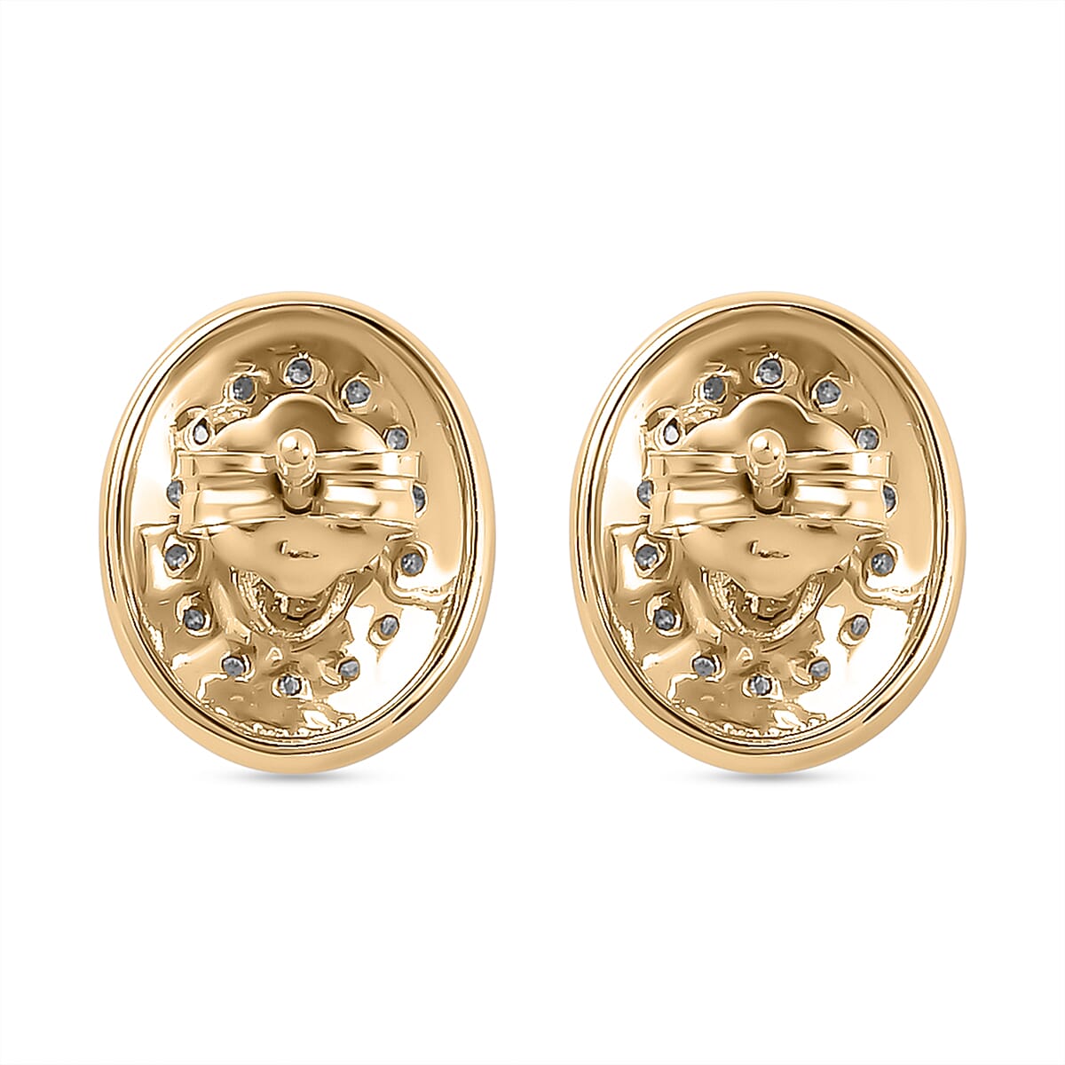 9K Yellow Gold Natural White Diamond Earrings 0.20 Ct - Oval 7749874 6