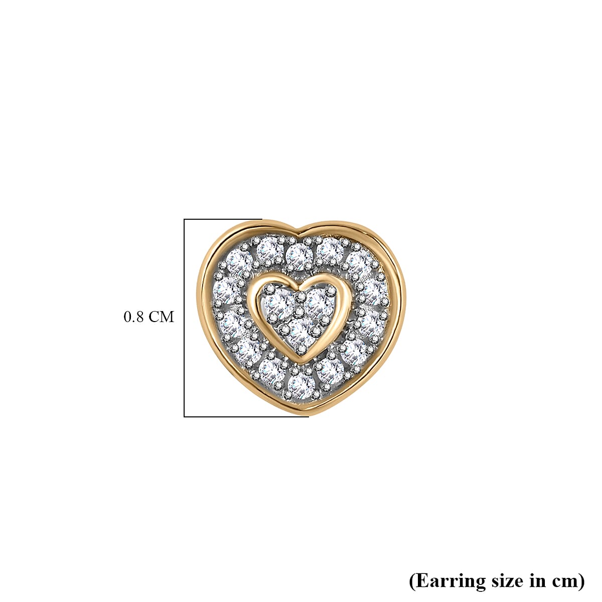 9K Yellow Gold Natural White Diamond Earrings 0.20 Ct - Heart 7749893 5