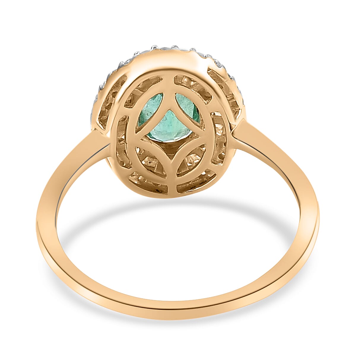 9K Yellow Gold Kagem Zambian Emerald Halo Ring with Diamond 1.06 Ct. 8834703 5