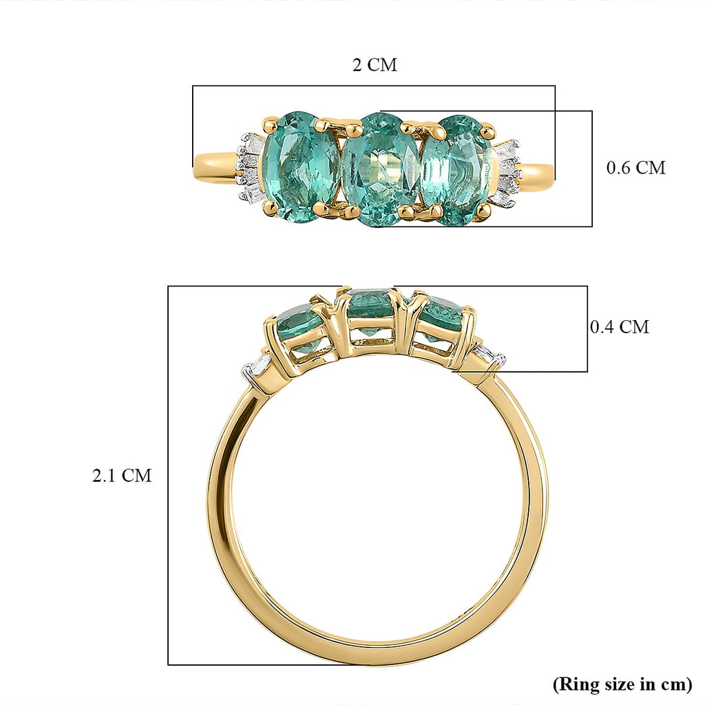 9K Yellow Gold Kagem Zambian Emerald and Diamond Ring 1.26 Ct.
