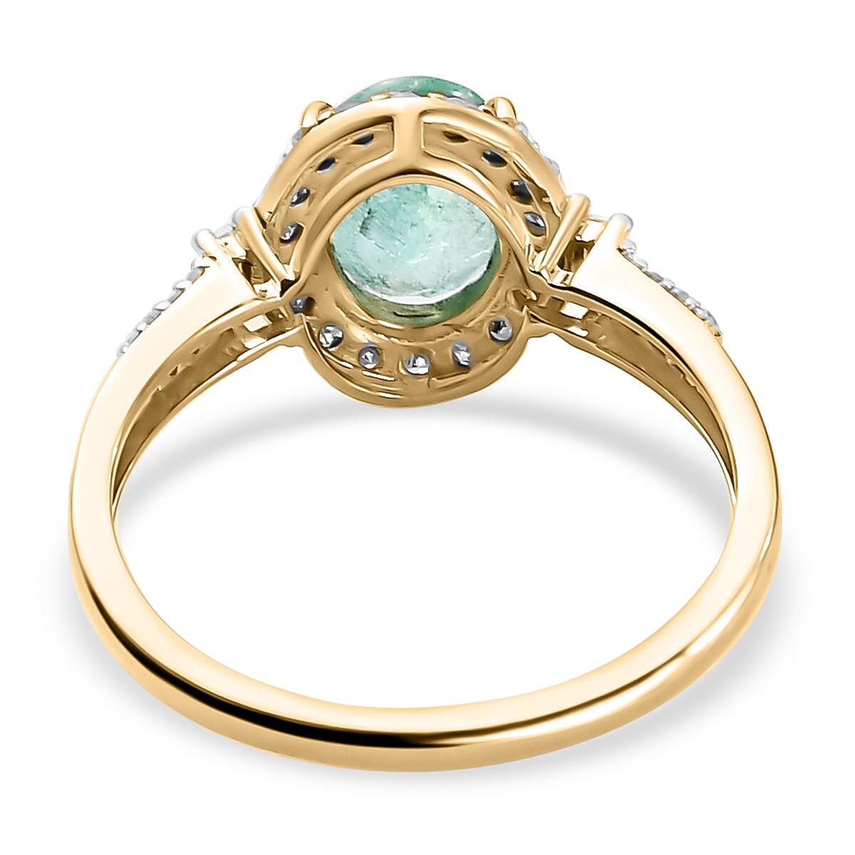Kagem Zambian Emerald and Diamond Halo Ring in 9K Yellow Gold 7022411 5