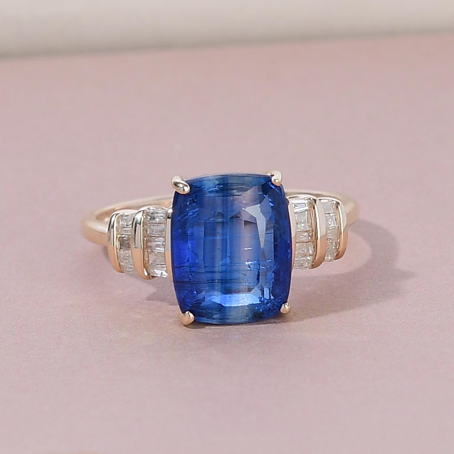 9K Yellow Gold Kashmir Kyanite and Diamond Ring 4.00 Ct. 8883857 2