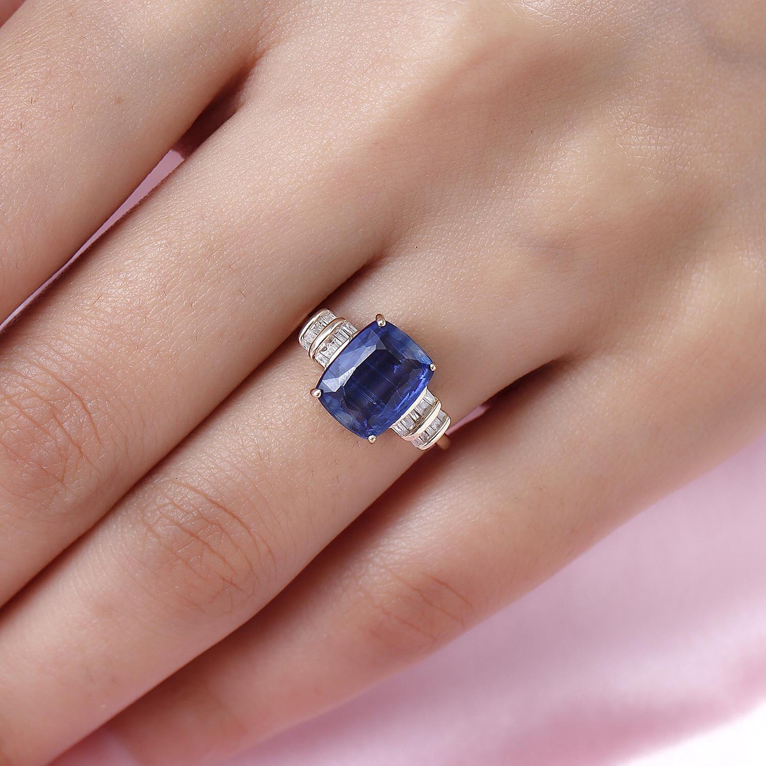9K Yellow Gold Kashmir Kyanite and Diamond Ring 4.00 Ct. 8883857 3