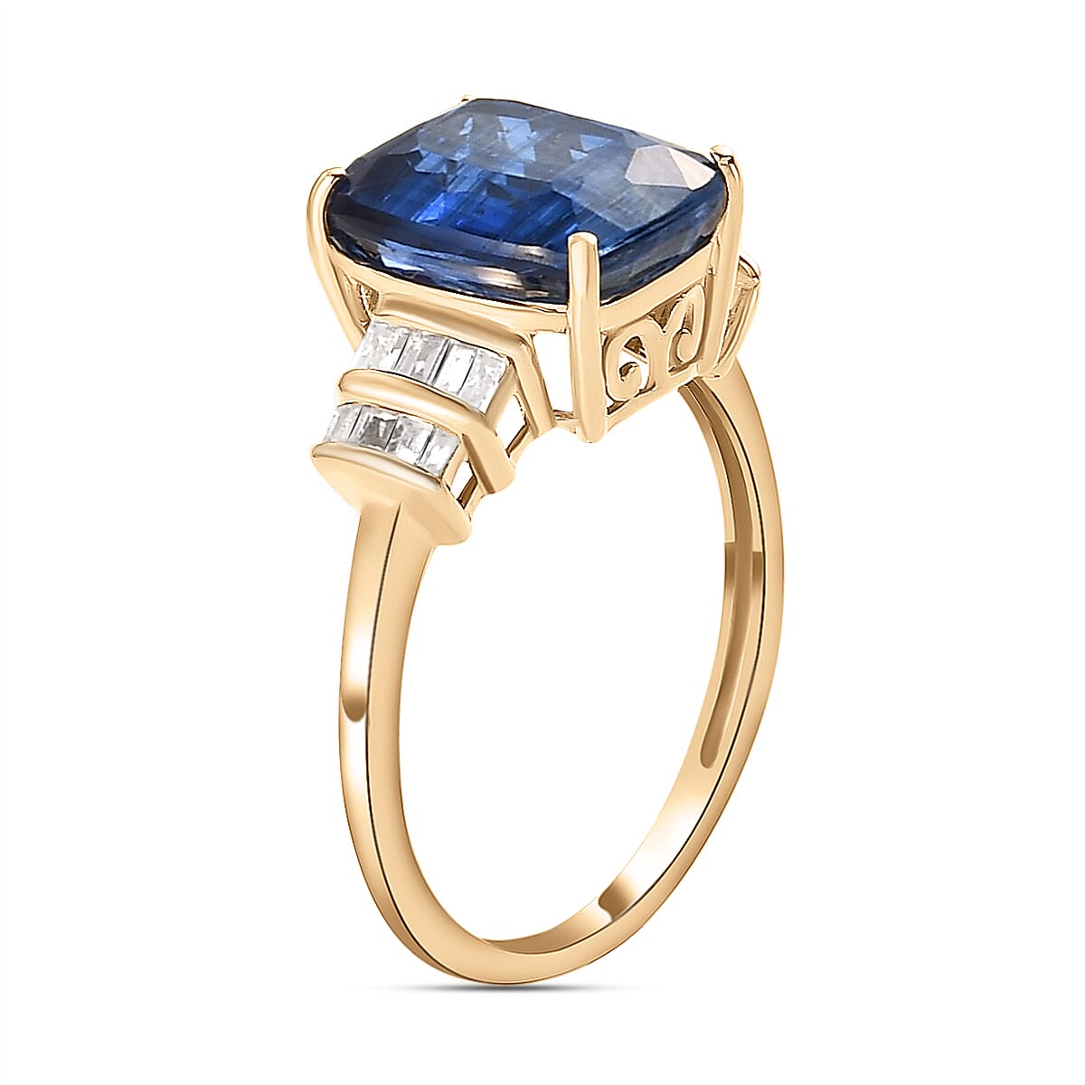 9K Yellow Gold Kashmir Kyanite and Diamond Ring 4.00 Ct. 8883857 4