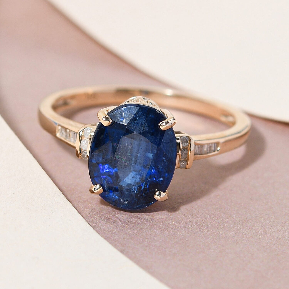 9K Yellow Gold Kyanite Ring with Diamond 3.40 Ct. 8847139 2