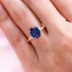 9K Yellow Gold Premium Natural Kashmir Kyanite and Diamond Ring 3.40 Ct.