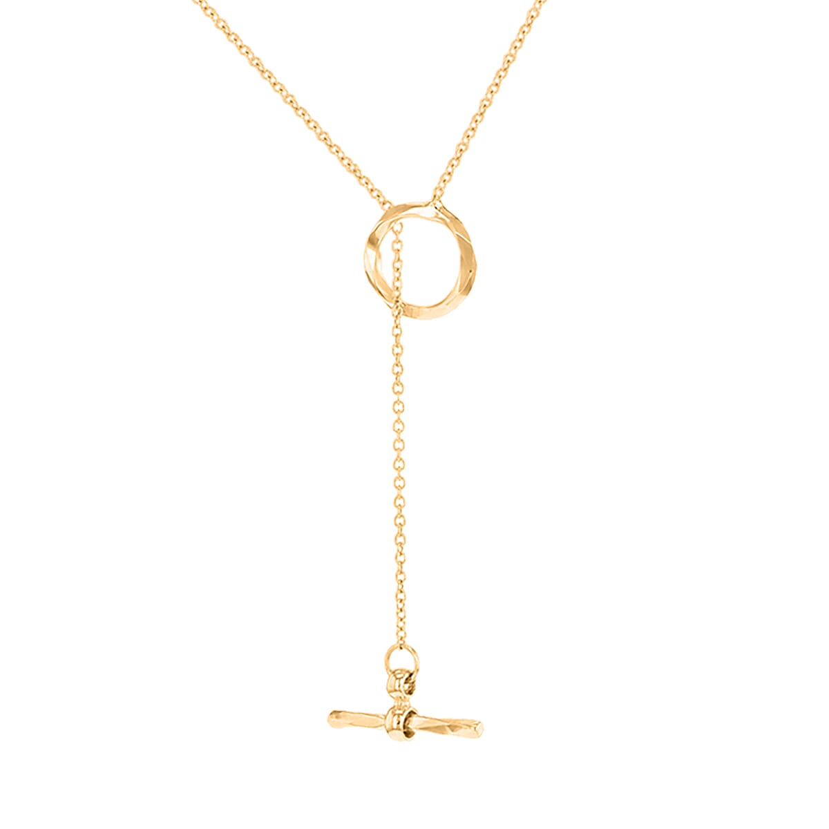 9K Yellow Gold Lariat Drop Necklace (Size - 17-1 Ext) with Lobster Ring Clasp 8020847 1