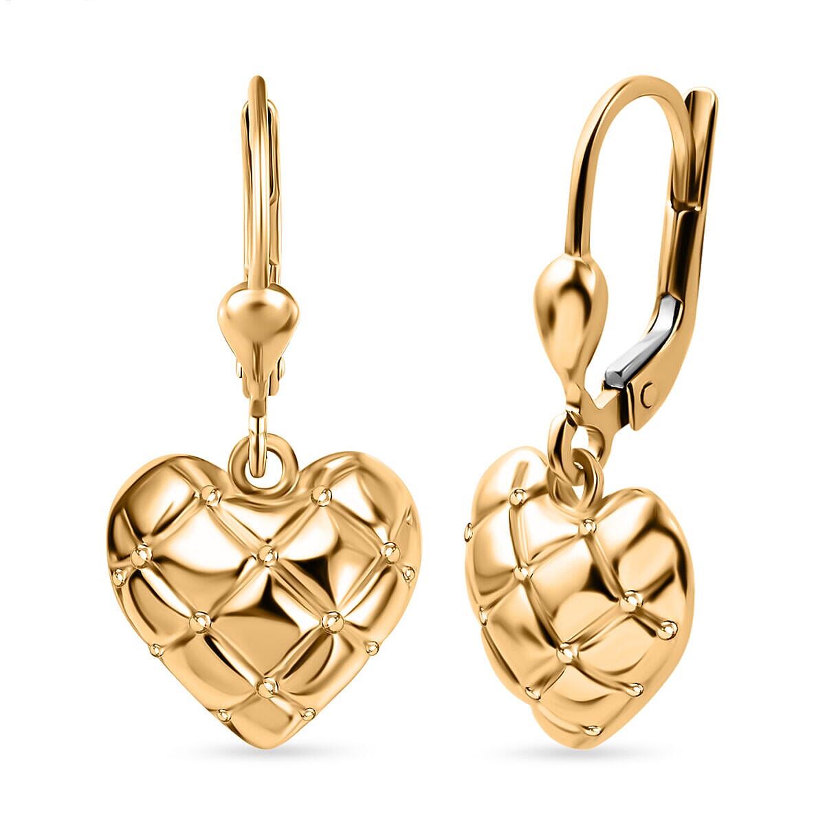 9K Yellow Gold Lever Back Heart Earrings 7383237 0