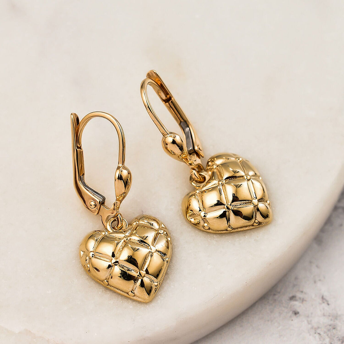 9K Yellow Gold Lever Back Heart Earrings 7383237 1