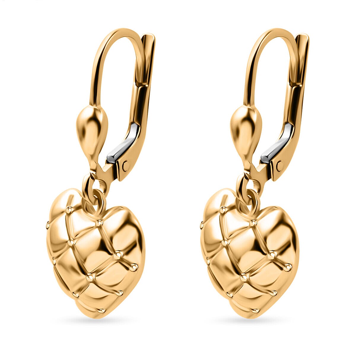 9K Yellow Gold Lever Back Heart Earrings 7383237 3