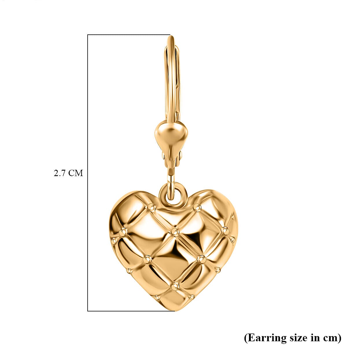 9K Yellow Gold Lever Back Heart Earrings 7383237 4
