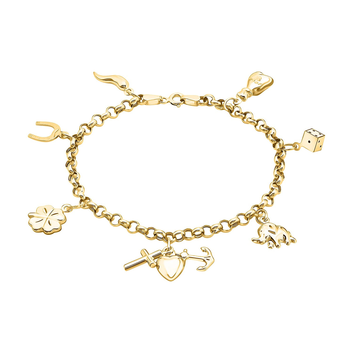 9K Yellow Gold 7 Lucky Charms Bracelet 7 Inch 8894668 0