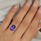 AAA Lusaka Amethyst and Natural Diamond  Ring in 9k Yellow Gold 6.44Ct.