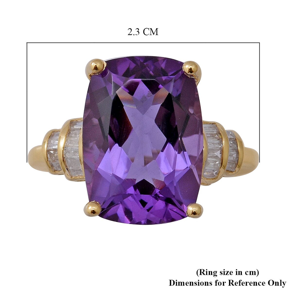 AAA Lusaka Amethyst and Natural Diamond  Ring in 9k Yellow Gold 6.44Ct.