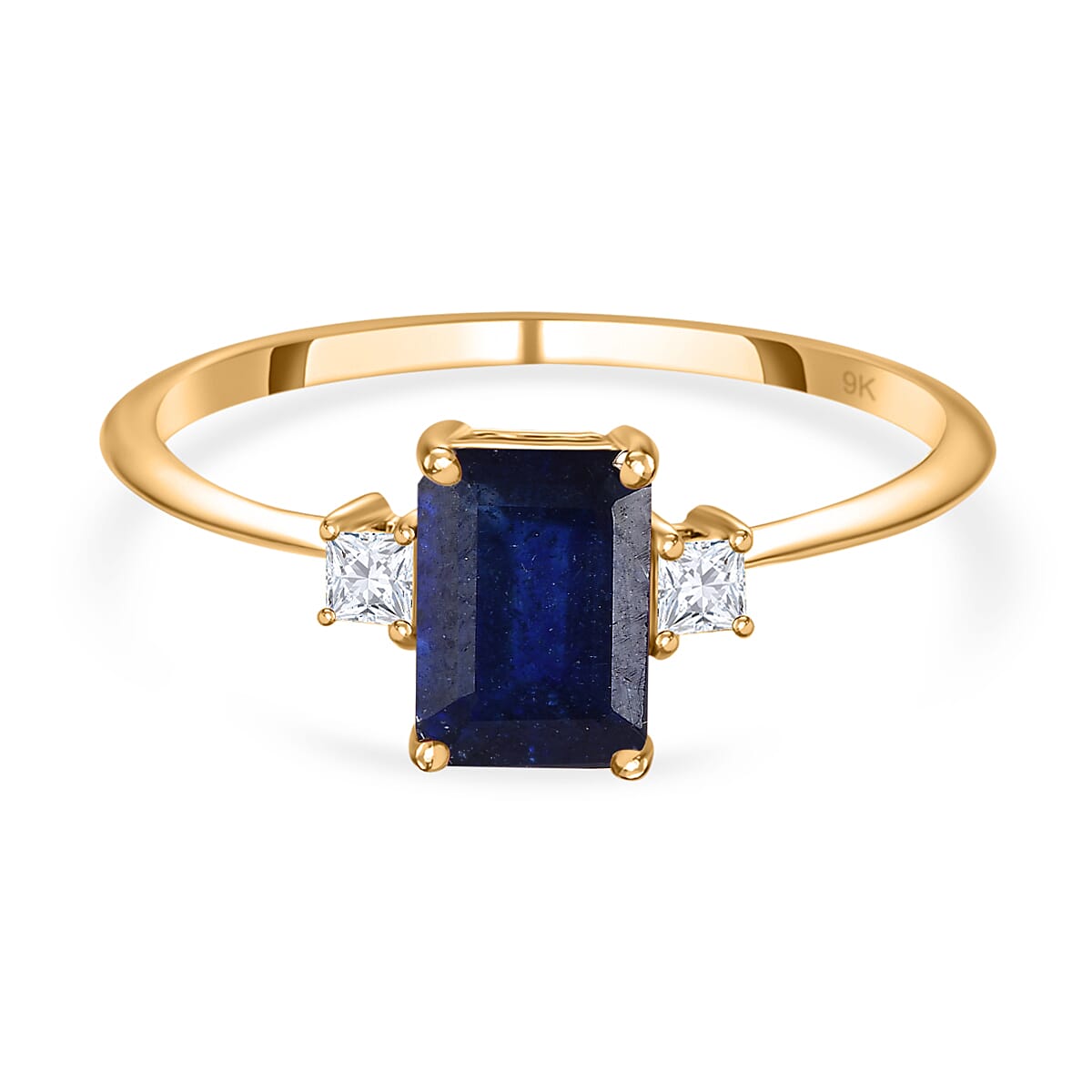9K Yellow Gold Masoala Sapphire and Moissanite Ring 1.53 Ct 7515251 2