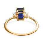 9K Yellow Gold Masoala Sapphire and Moissanite Ring 1.53 Ct