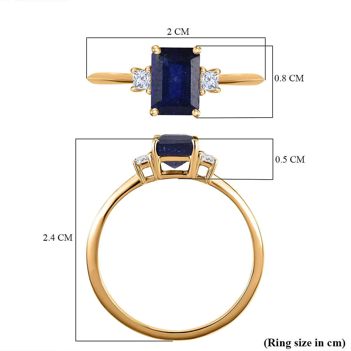 9K Yellow Gold Masoala Sapphire and Moissanite Ring 1.53 Ct 7515251 12