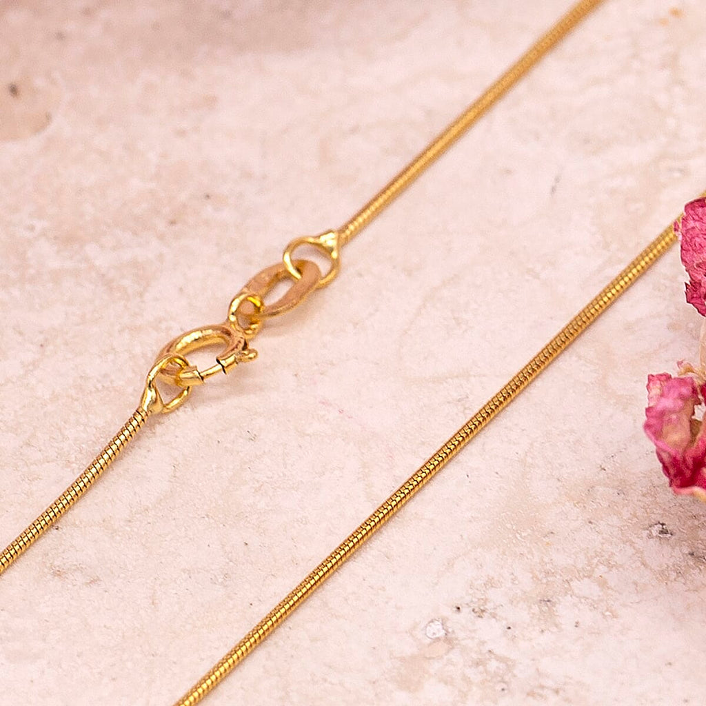 9K Yellow Gold Mini Round Snake Chain 20 Inch