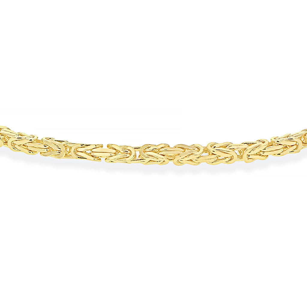 9K Yellow Gold Mini Square Byzantine Chain Bracelet 7.5 Inch