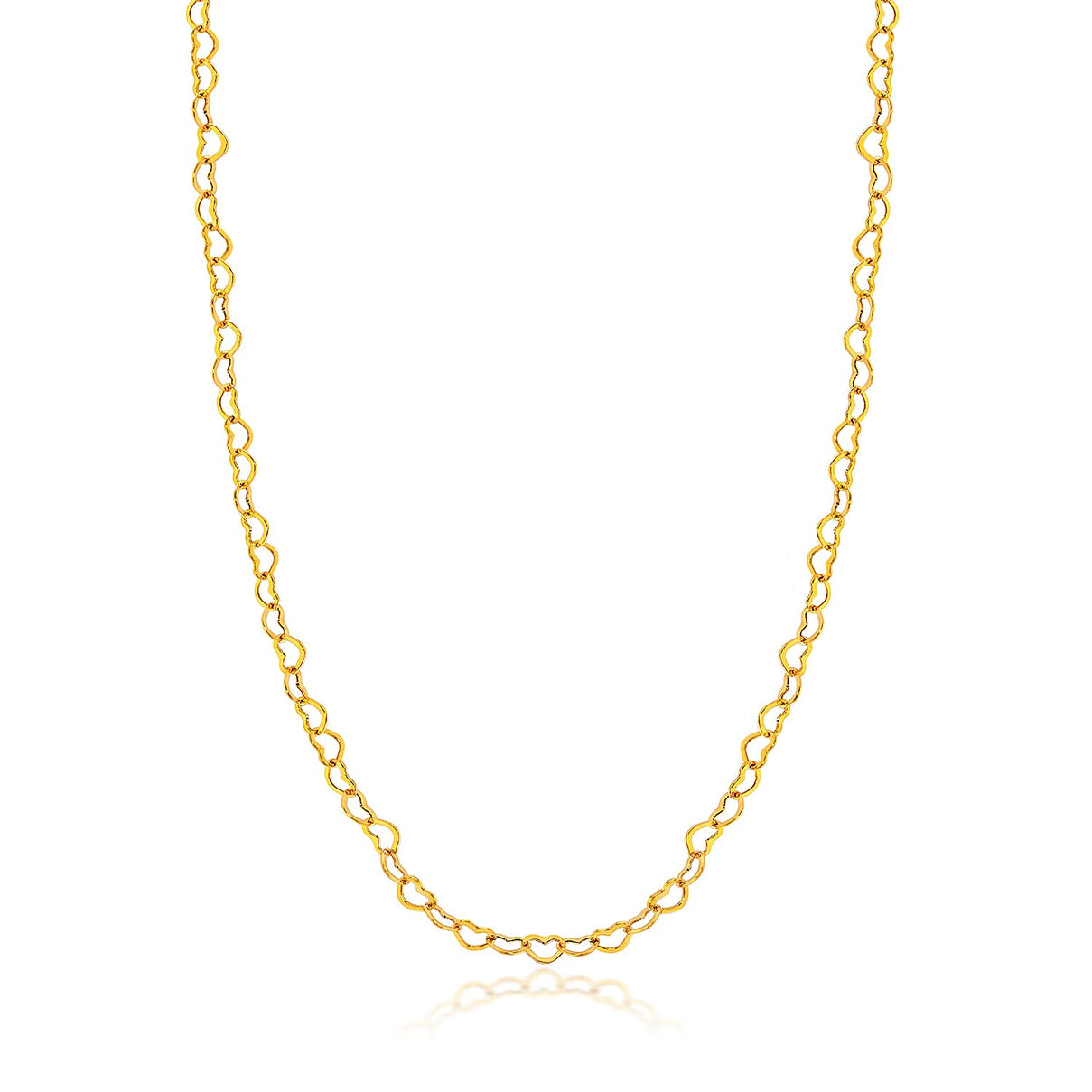 9K Yellow Gold Mirror Heart Link Chain (Size - 16) with Spring Ring Clasp 8560696 0