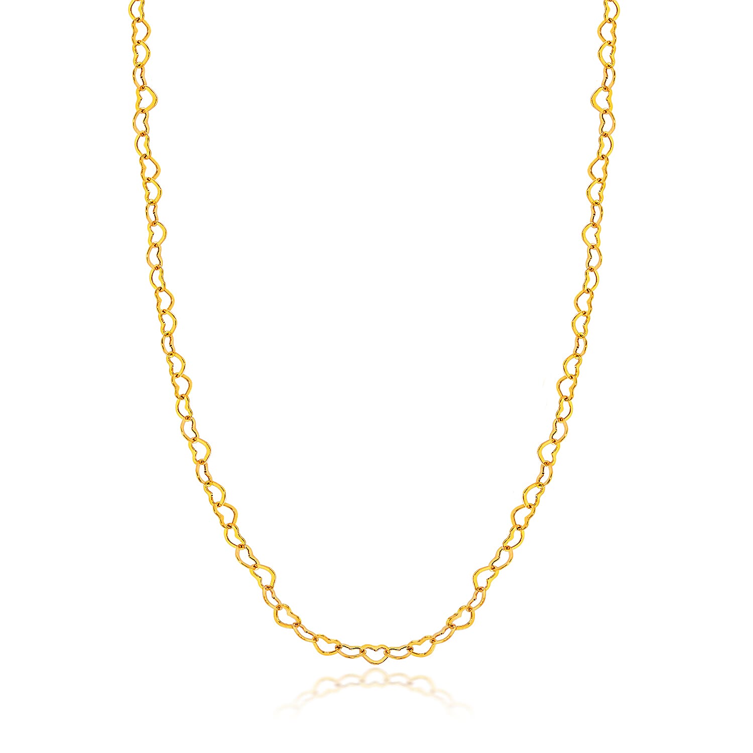 9K Yellow Gold Mirror Heart Link Chain (Size - 16) with Spring Ring Clasp 8560696 0