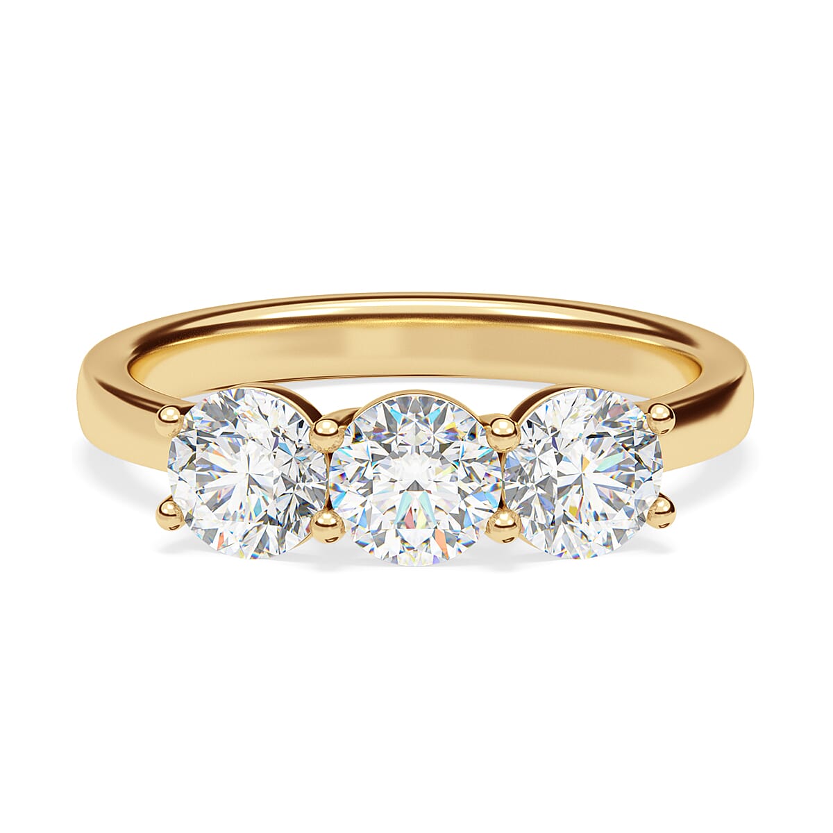 9K Yellow Gold Moissanite 3 Stone Ring 2.52 Ct, Gold Wt. 2.75 Gms. 8104198 0