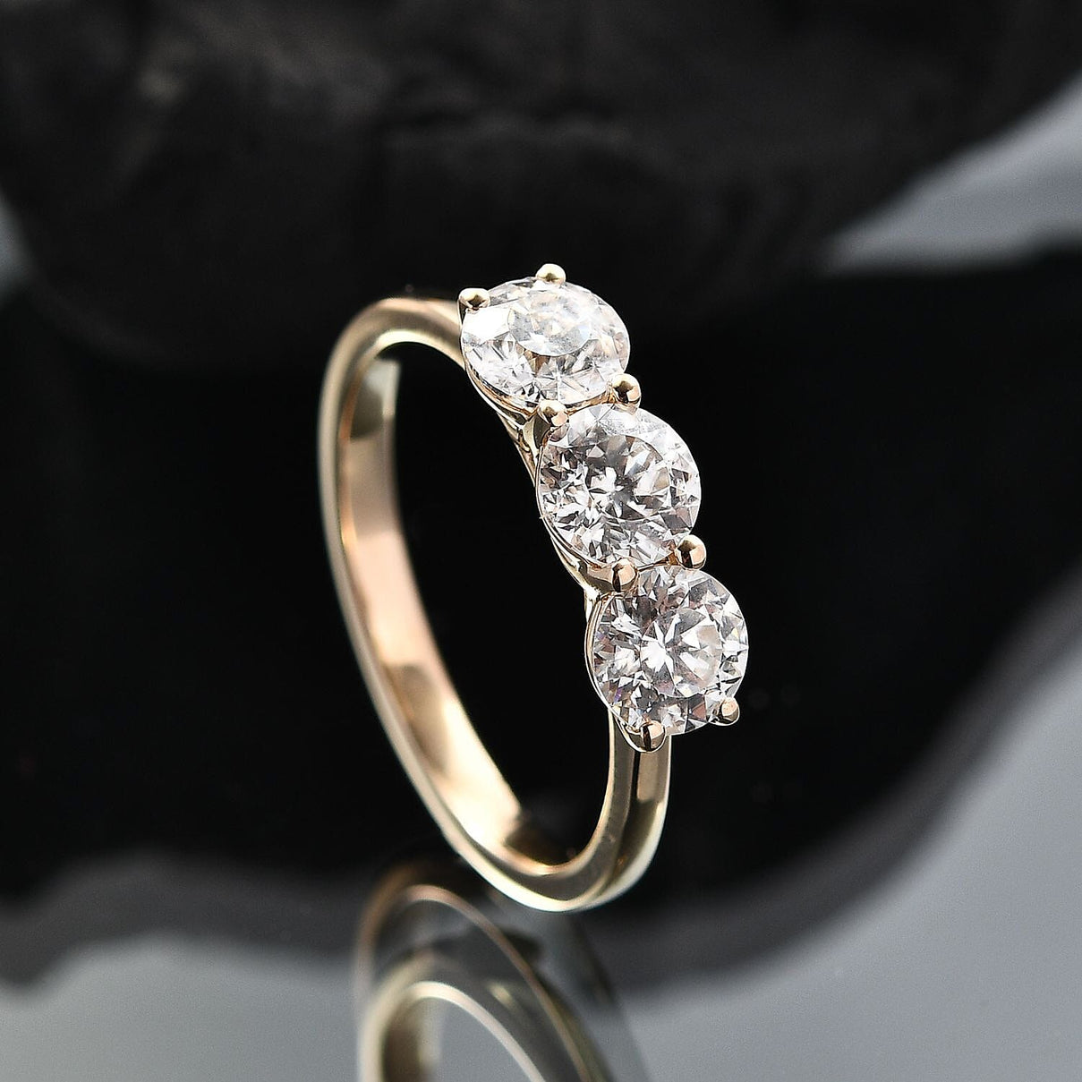 9K Yellow Gold Moissanite 3 Stone Ring 2.52 Ct, Gold Wt. 2.75 Gms. 8104198 2