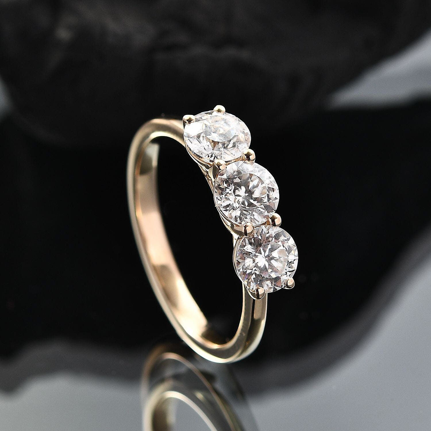 9K Yellow Gold Moissanite 3 Stone Ring 2.52 Ct, Gold Wt. 2.75 Gms. 8104198 2