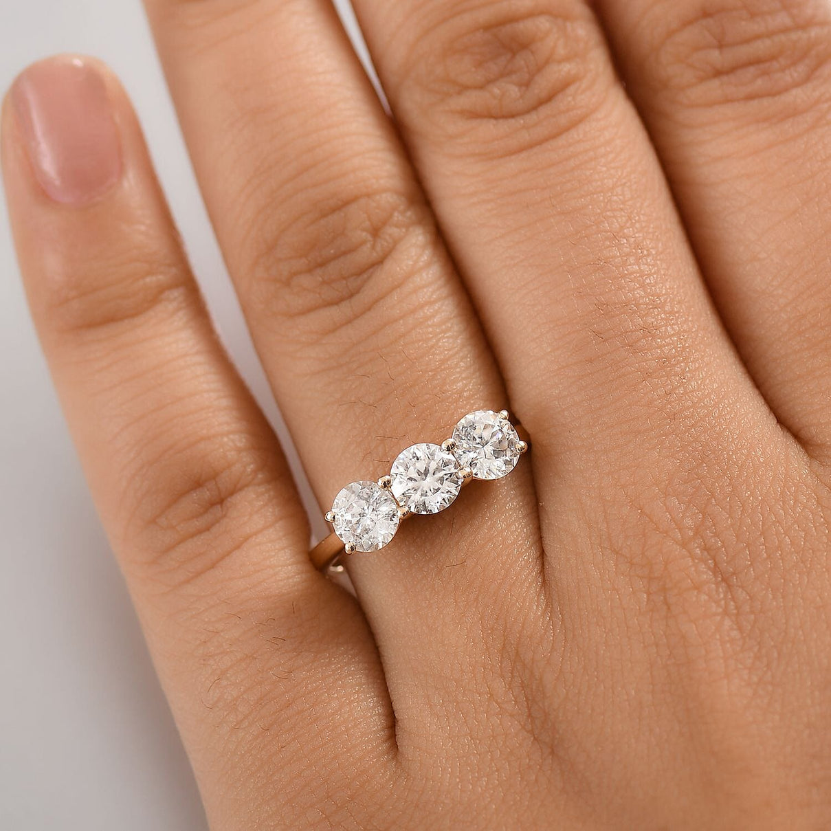 9K Yellow Gold Moissanite 3 Stone Ring 2.52 Ct, Gold Wt. 2.75 Gms. 8104198 3