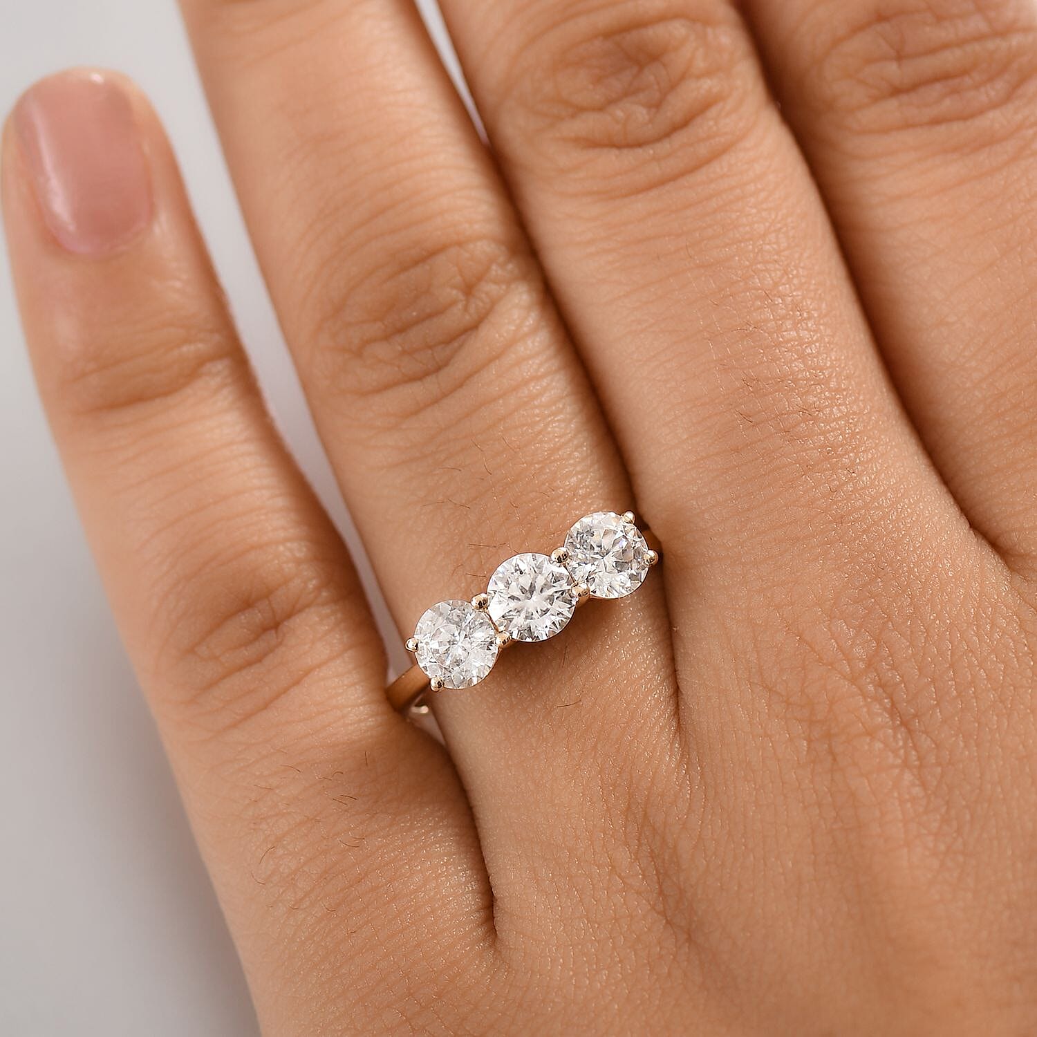 9K Yellow Gold Moissanite 3 Stone Ring 2.52 Ct, Gold Wt. 2.75 Gms. 8104198 3