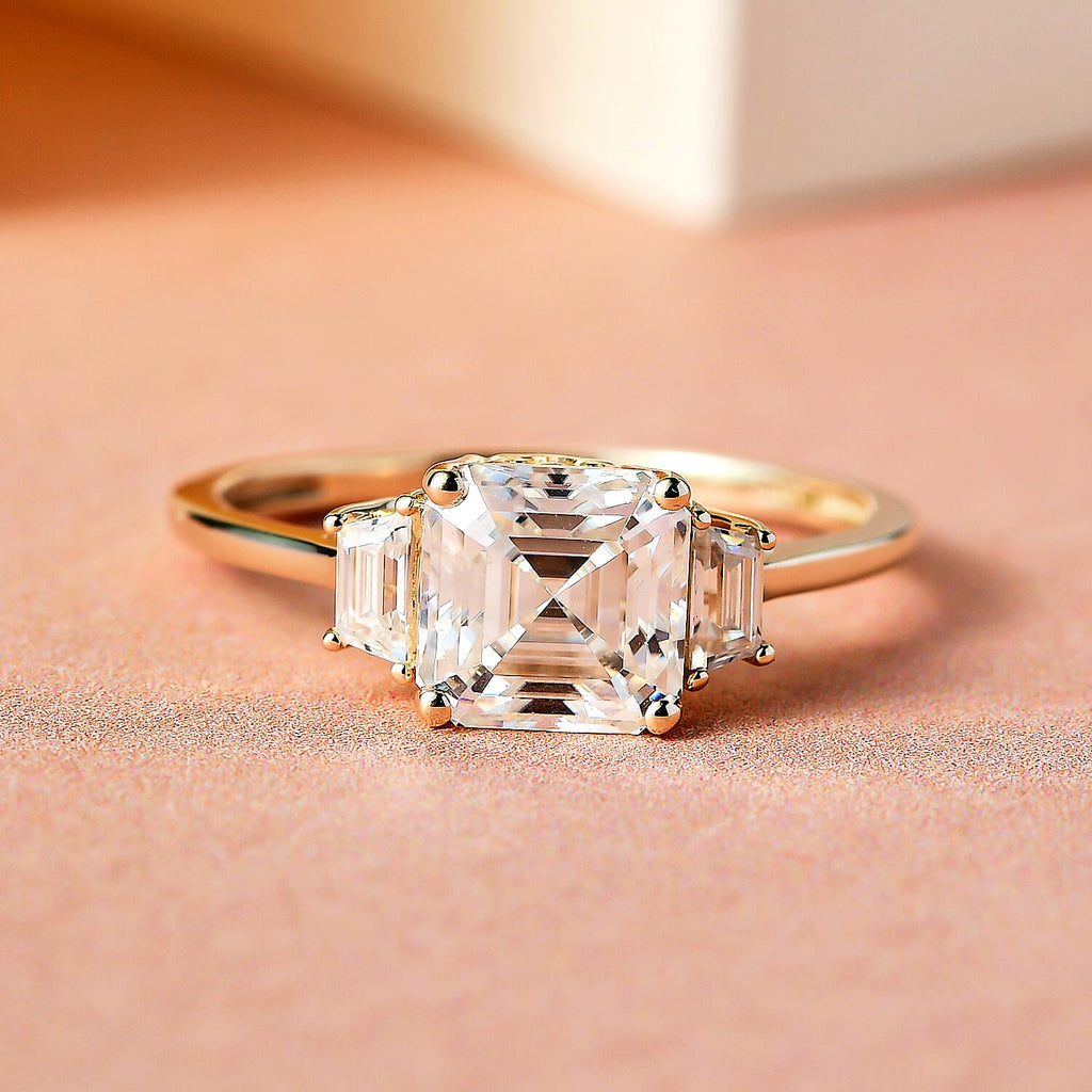 9K Yellow Gold Moissanite (Asscher Cut) Ring 1.91 Ct.