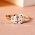 9K Yellow Gold Moissanite (Asscher Cut) Ring 1.91 Ct.