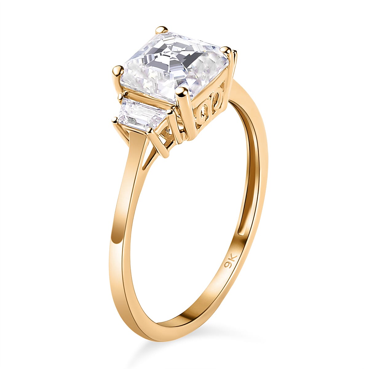 9K Yellow Gold Moissanite (Asscher Cut) Ring 1.91 Ct. 7155193 8