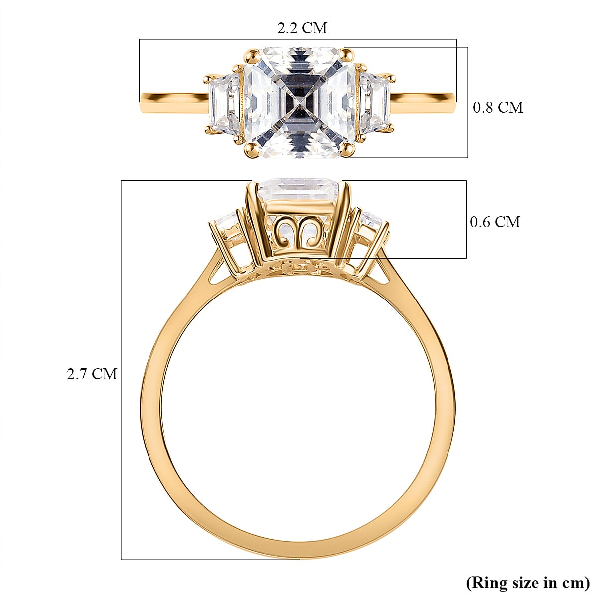 9K Yellow Gold Moissanite (Asscher Cut) Ring 1.91 Ct. 7155193 12