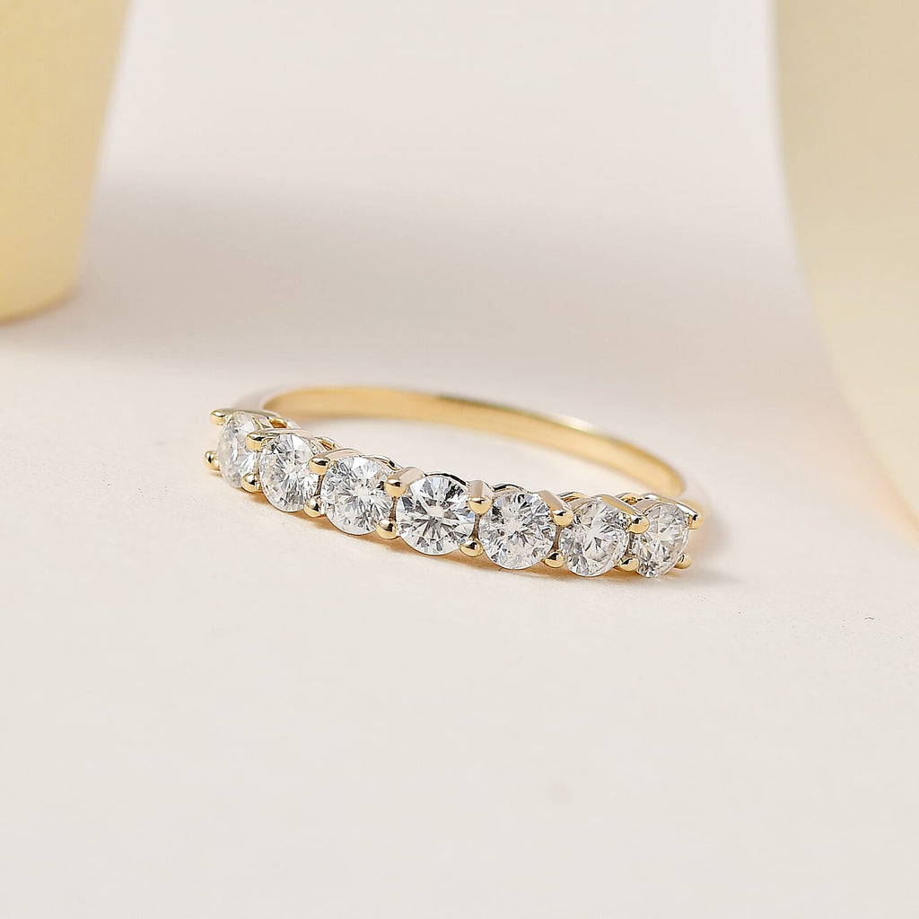 The Definitive 9K Gold Moissanite 7 Stone Band Ring