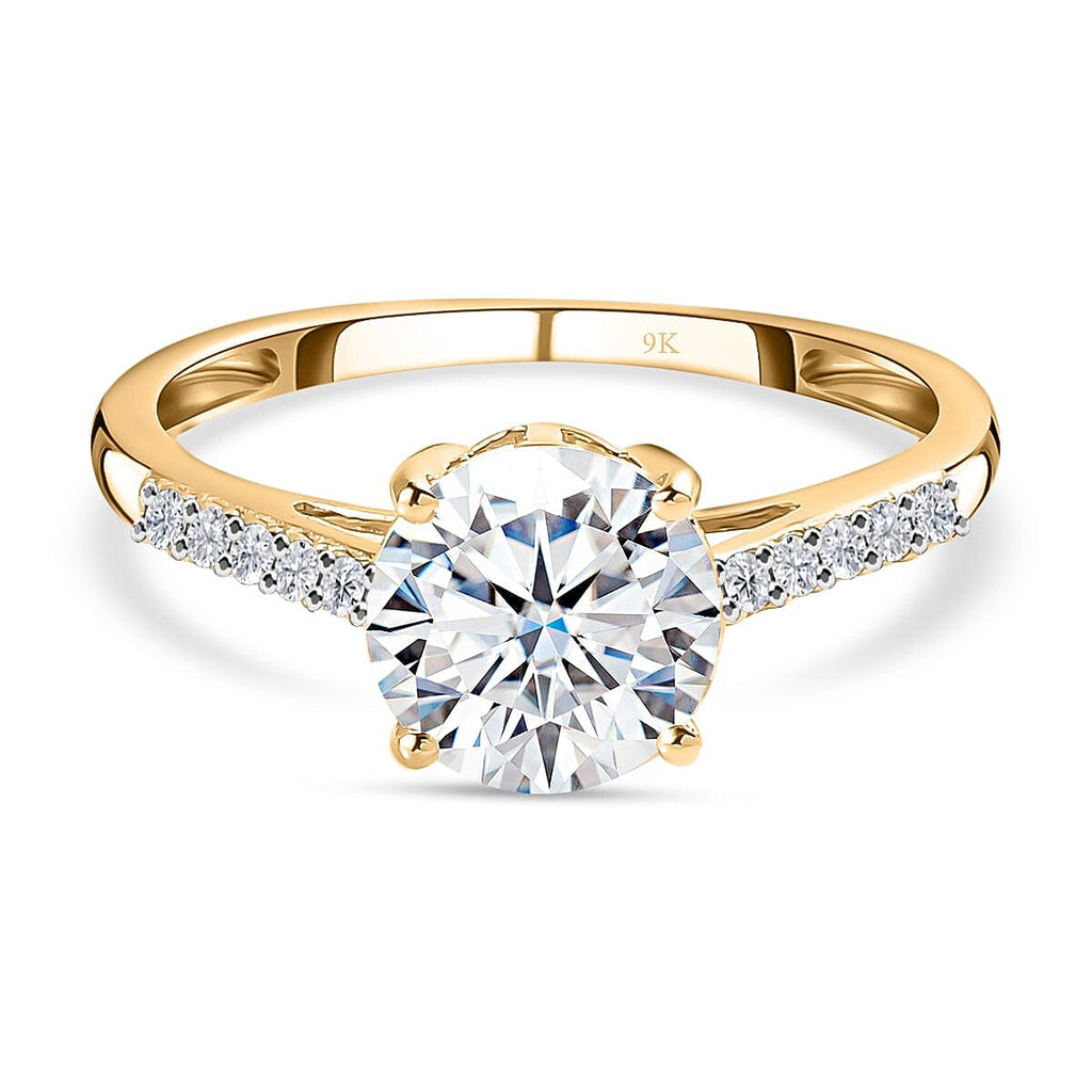 9K Yellow Gold Moissanite Ring 1.60 Ct.